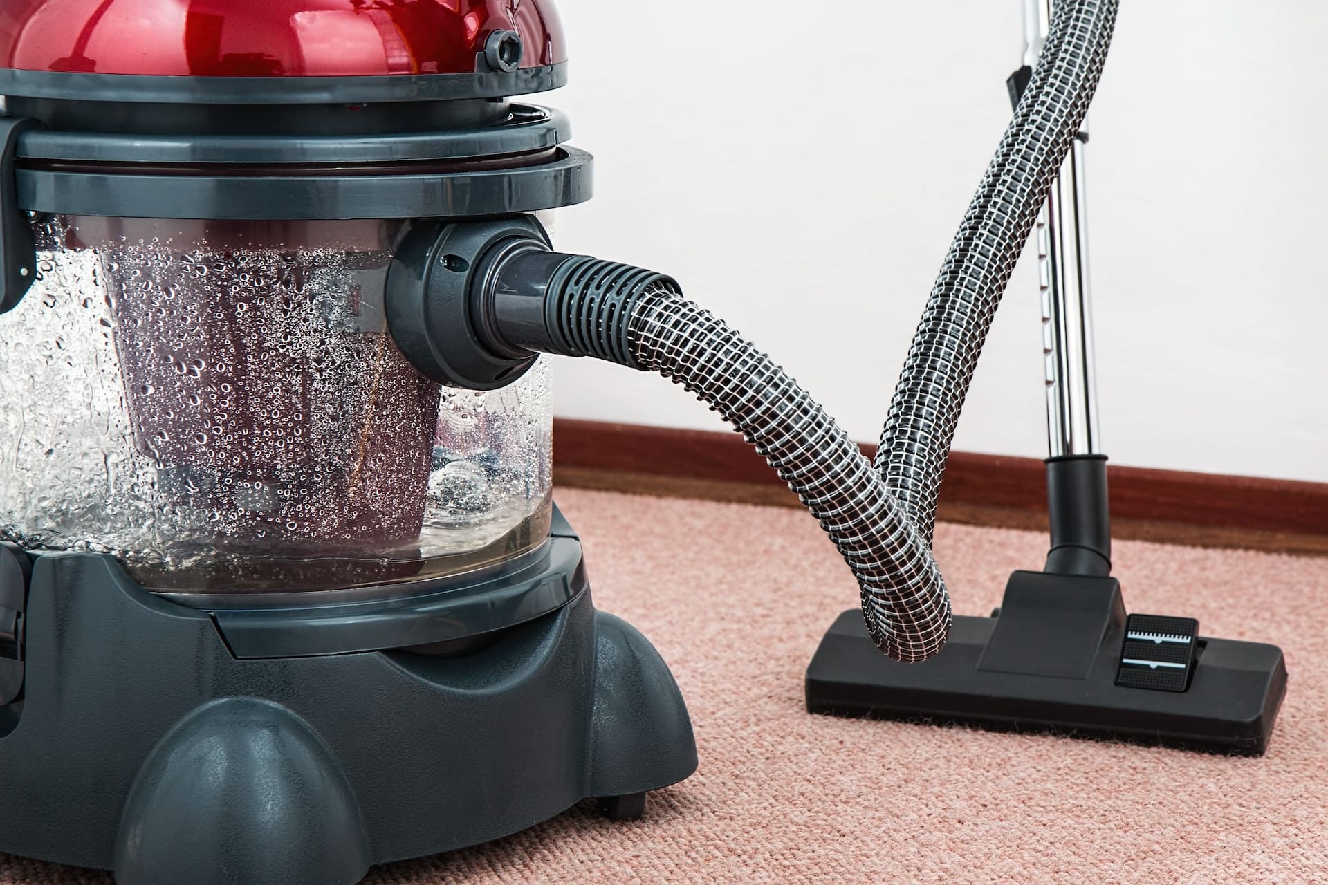 wet and dry vacuum on a carpet